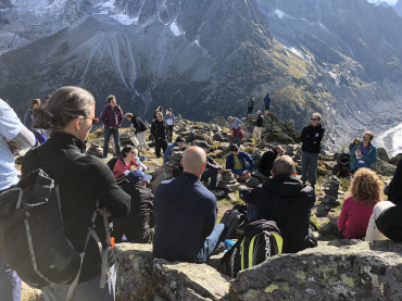 Summit of Minds delegates hiking in the mountains in Chamonix, France